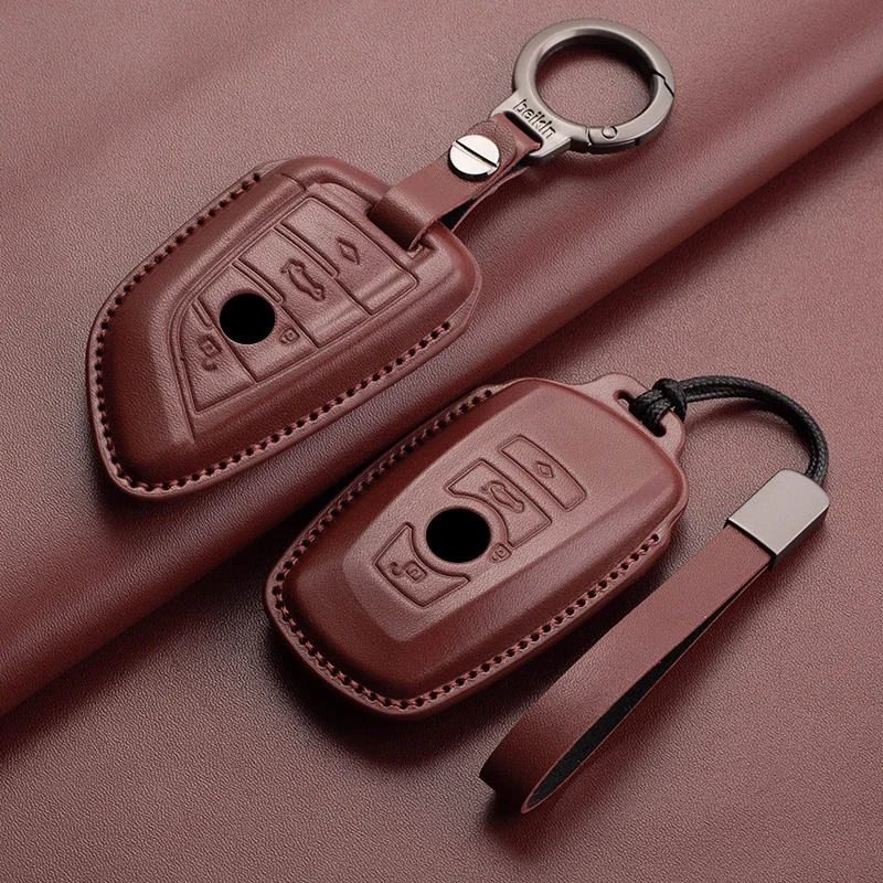 Leather Car Remote Key Case Cover Shell For BMW 1 3 5 7 Series X1 X3 X4 X5 X6 G20 G30 F15 F16 F34 F10 F20 F30 G01 G02 G05 G07