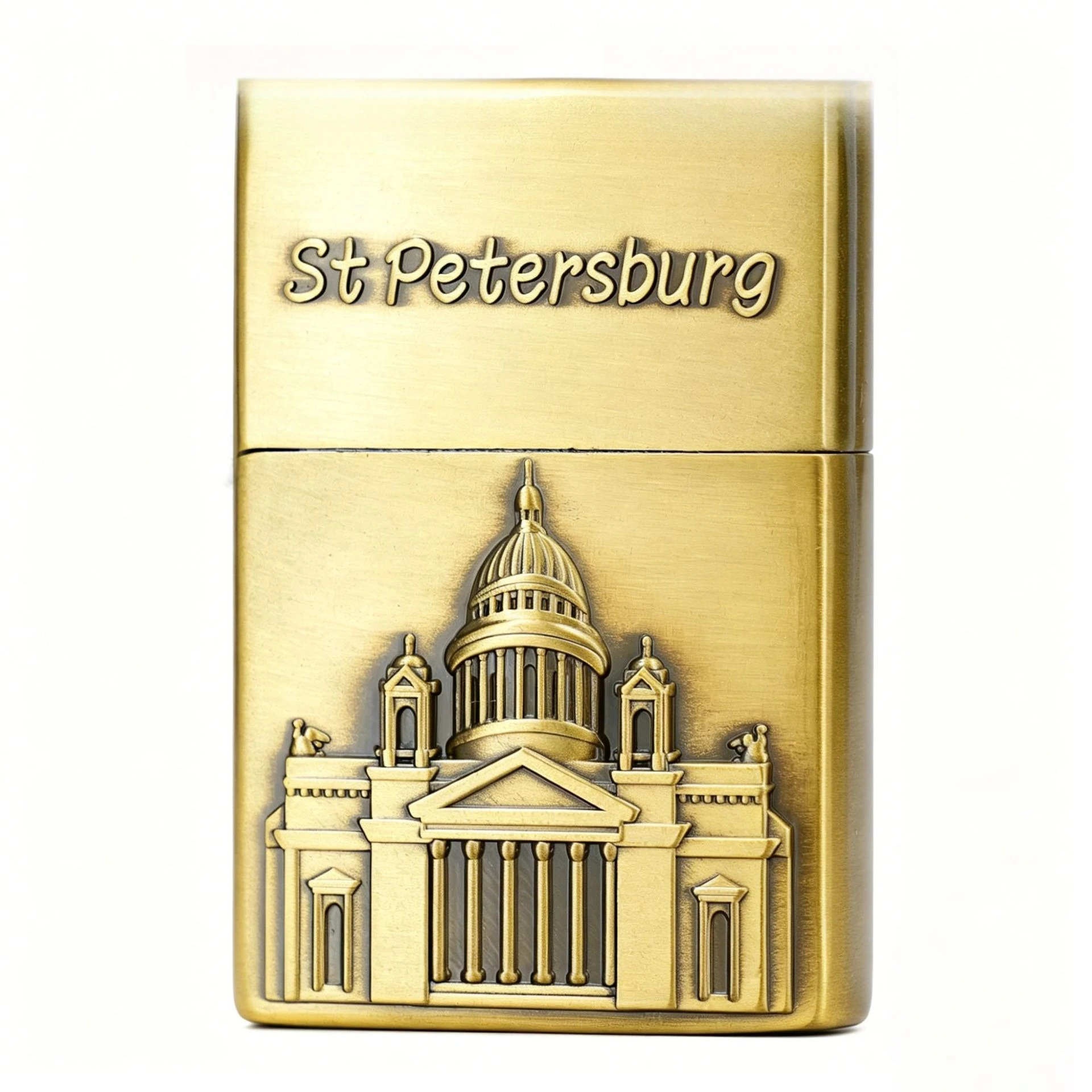 St. Petersburg Cathedral Relief Gas Grinding Wheel Lighter Inflatable Flame Gift  Gadgets for Men Smoking Accessories