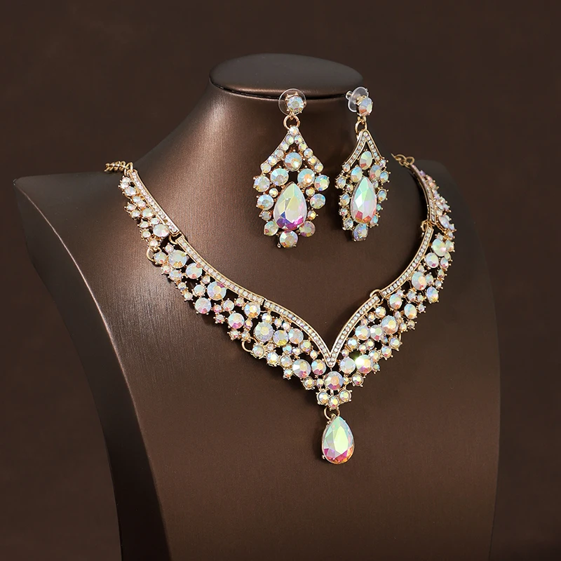 Itacazzo Bride Wedding Luxury Necklace Earring Set Exquisite and Elegant for Ladies Suitable for Party Festivals