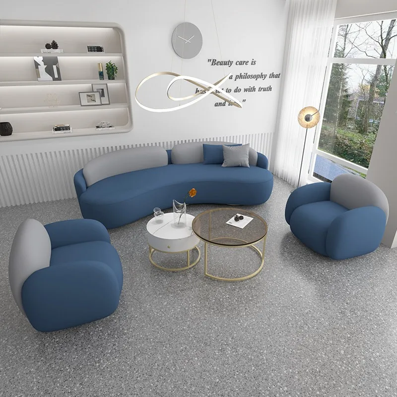 

Nordic Creative Arc Sofa Modern Luxury Hotel Lobby Lounge Reception Sofa Beauty Salon High-end Office Furniture أثاث مكتبات FYOS