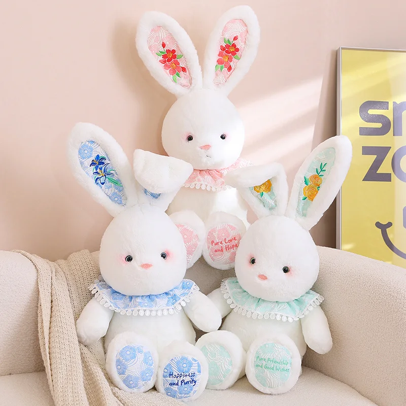 Creative Plush Big White Bunny Long Ears Can Bend Cartoon Stuffed Animal Cute Rabbit Baby Appease Toys for Kids Girls Xmas Gifts