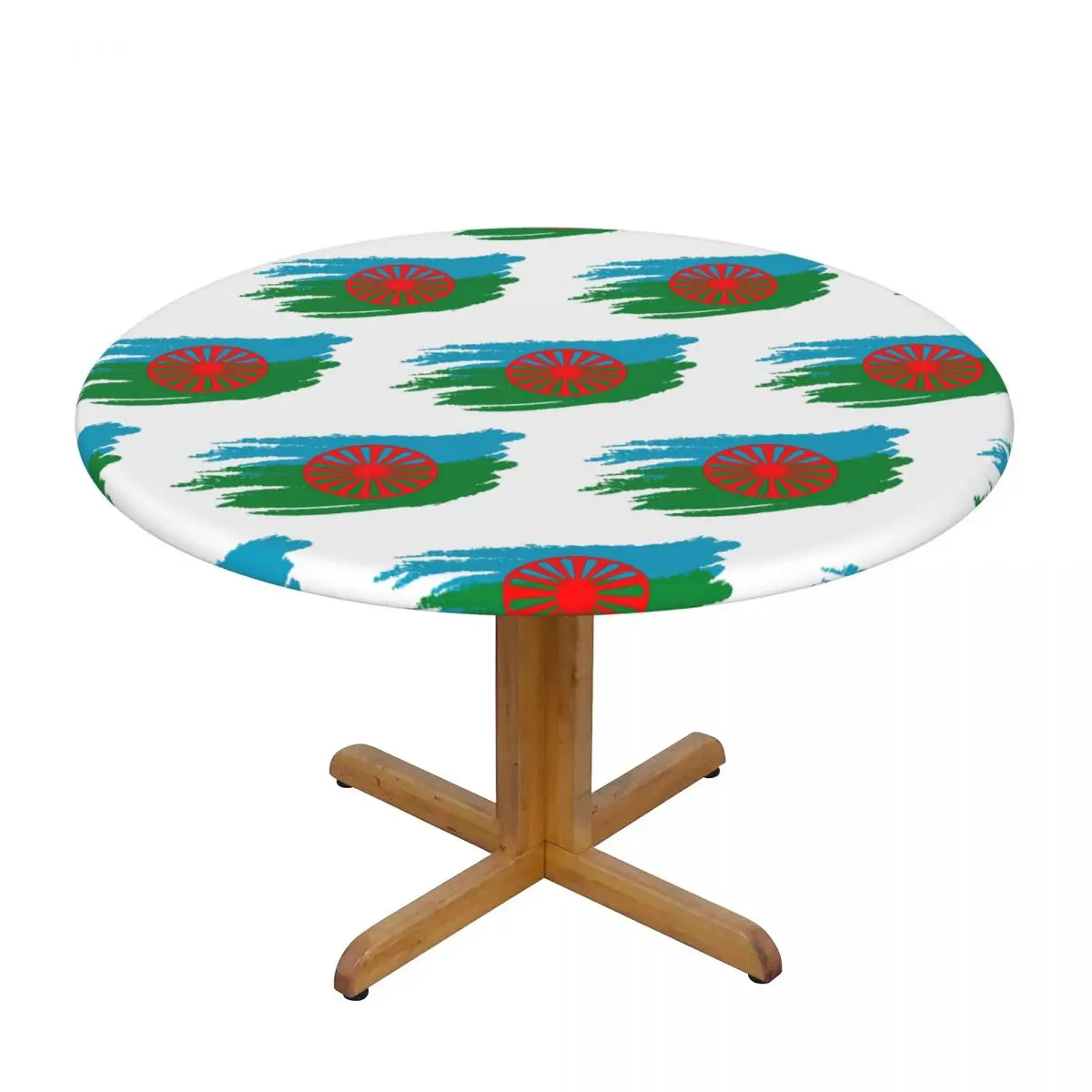Rom Gypsy Romani Flag Waterproof Round Tablecloth Oilproof Table Cloth for Kitchen Events Dining Table Cover