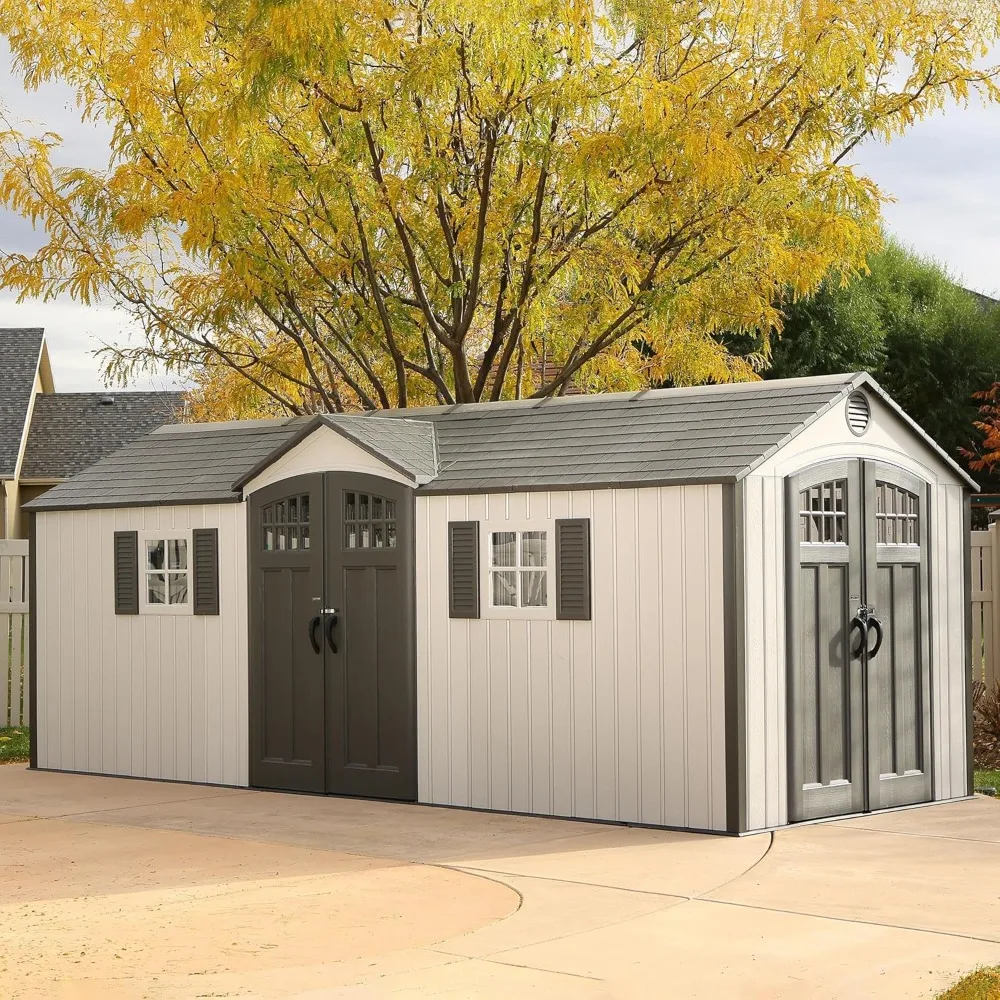 

20 X 8 Ft.Outdoor Storage Shed, Desert Sand，Heavy-duty Steel Trusses Provide Additional Roof Strength