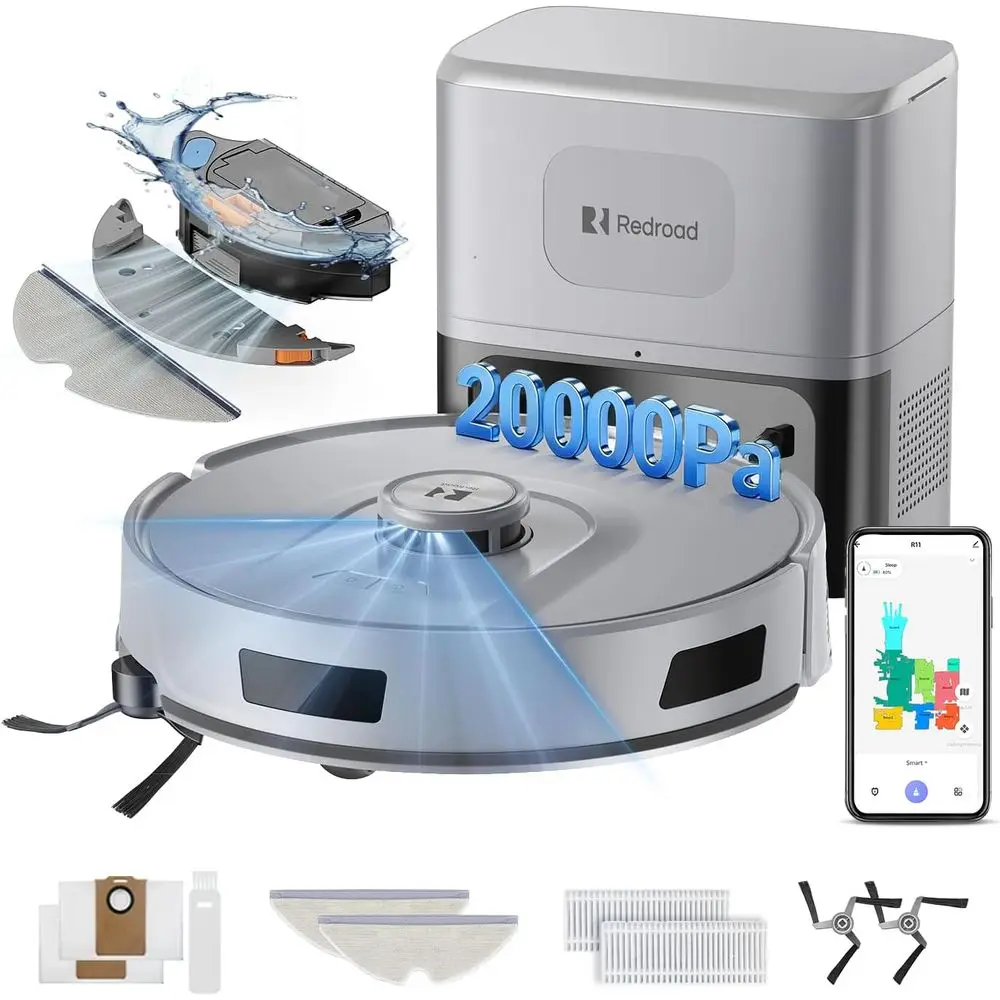 High-Power 20,000Pa Robot Vacuum and Mop with 90-Day Self-Emptying, LiDAR Navigation, 5G/2.4G Wi-Fi Connectivity, and Self-Charg