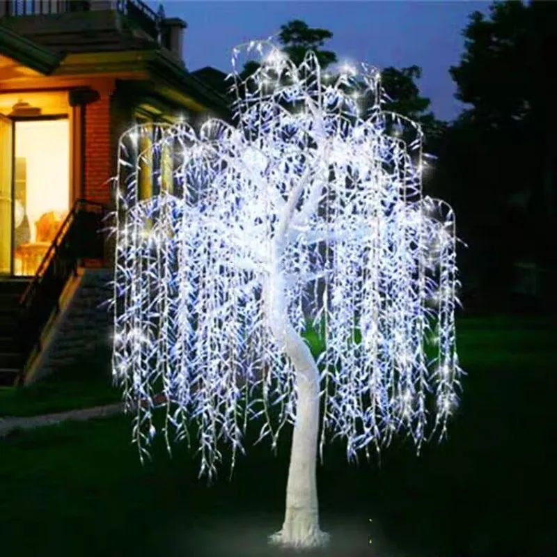 Saule Artificiel LED pour Décoration de Noël, Lumière d'Arbre Pleurant, Utilisation Extérieure, 5400 m, 11,5 Pieds, Recommandé, Imperméable, 3.5 Pièces