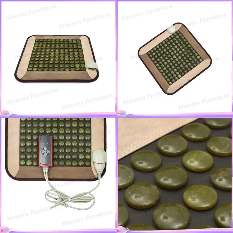 Heated Jade Massage Seat Cushion for Office Chair Car Home Back Pain Relief Lumbar Support Heating Pad Vibrating Massager