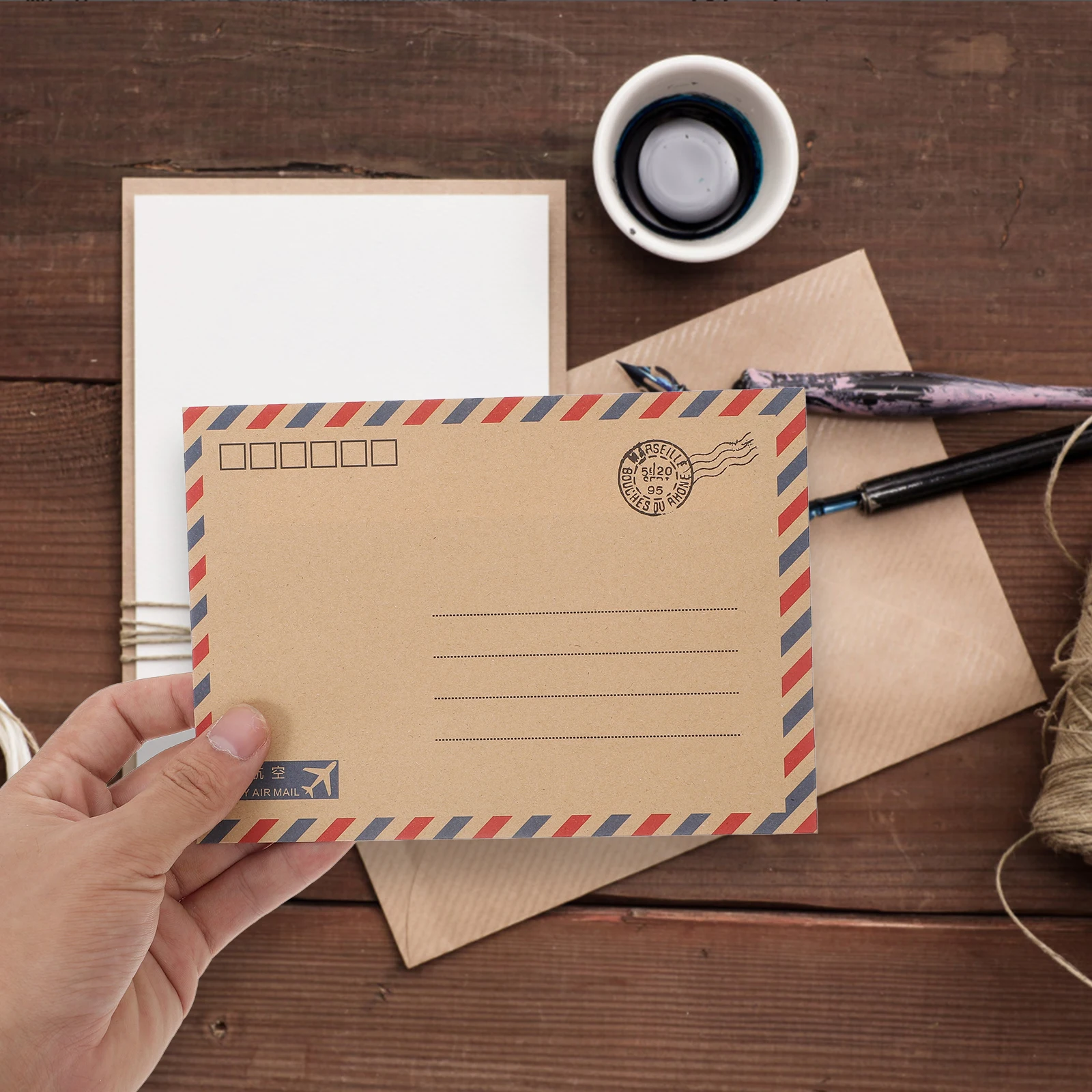 48pcs Vintage Envelopes Kraft Paper Airmail Stationery Set Cards Postcards Letter Paper WeddingInvitations for school and office