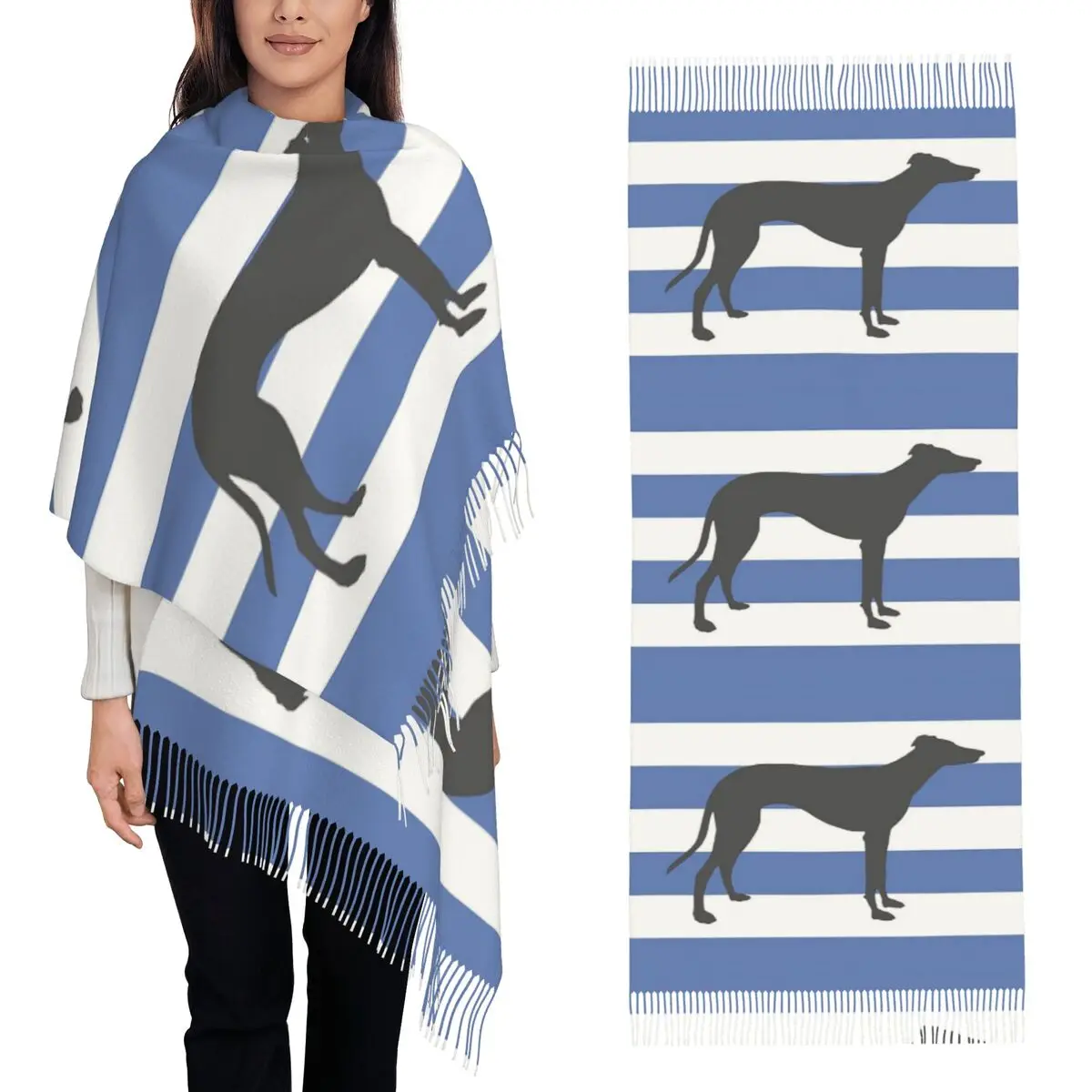 

Милые борзые борзые, уиппет, шарф для собак, шарфы с кисточками для женщин, мягкие теплые шали и накидки, большая осенне-зимняя шаль