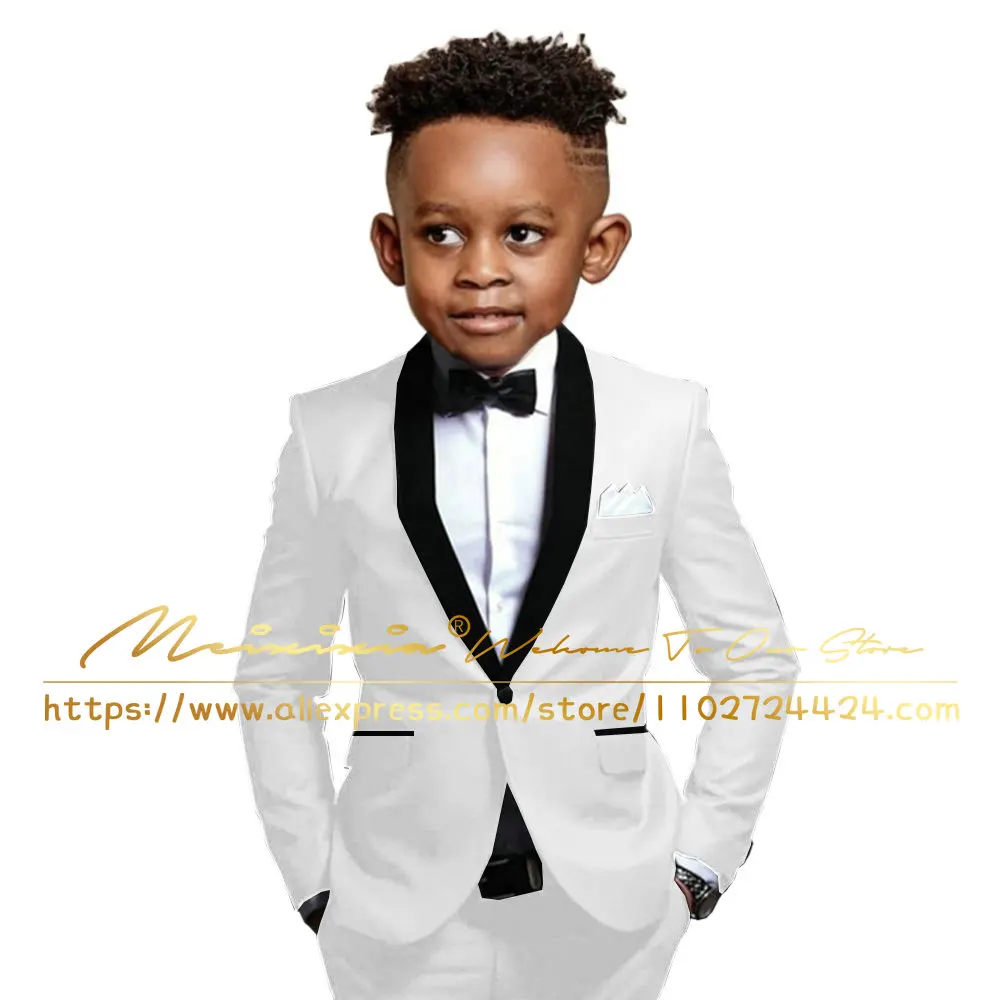 Gold Suit Boys Wedding Formal Jacket Pants 2 Piece Set Shawl Lapel Single Breasted Blazer Kids Formal Party Dress