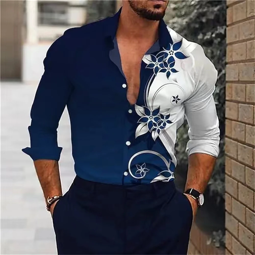 Men's long-sleeved shirt trendy men's luxury fashion personalized casual shirt men's long-sleeved tops extra large size xs-5xl