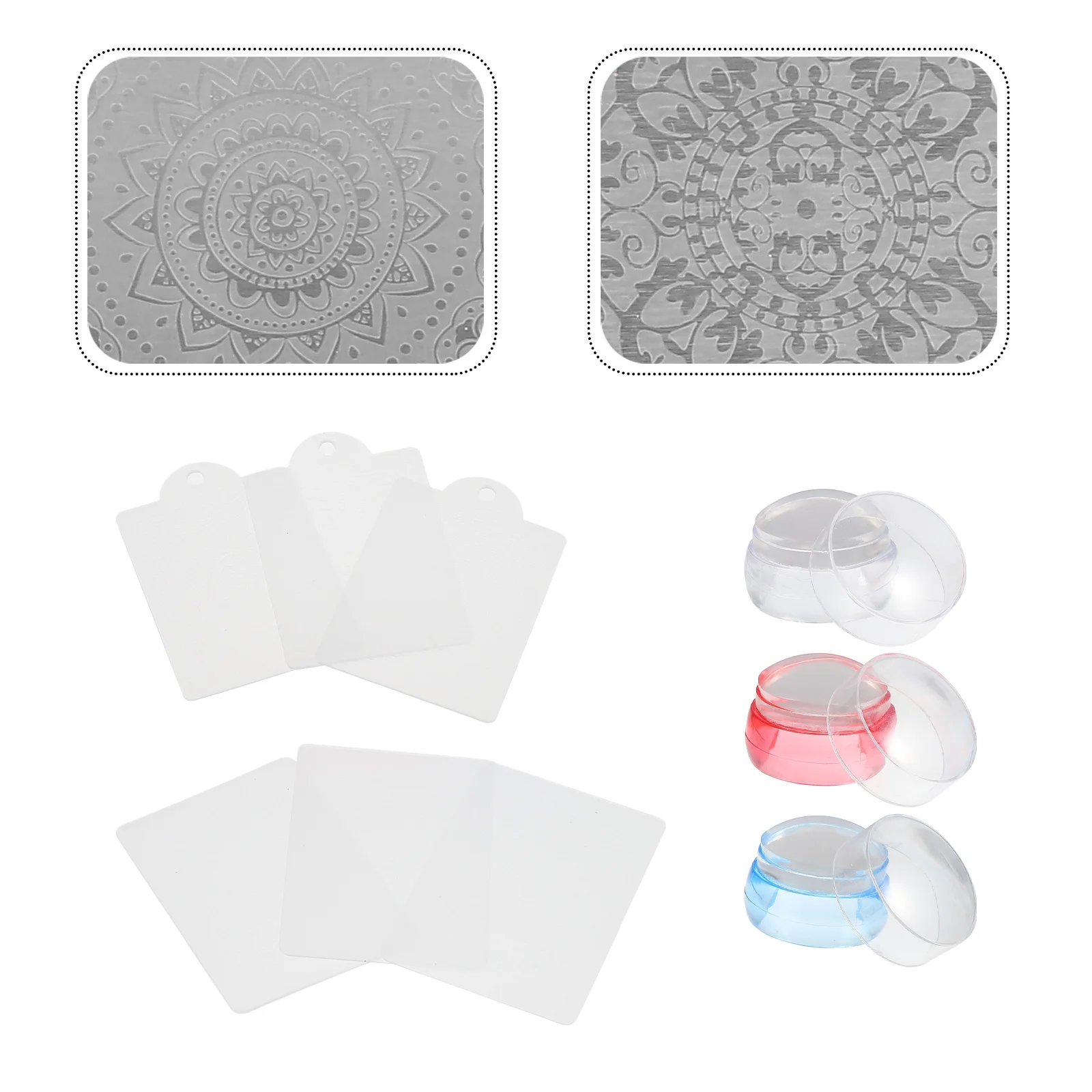 

3 Sets Nail Silicone Stamp Kit DIY Manicure Plate Stamper Seal Stamping Plates Silica Gel Stencils