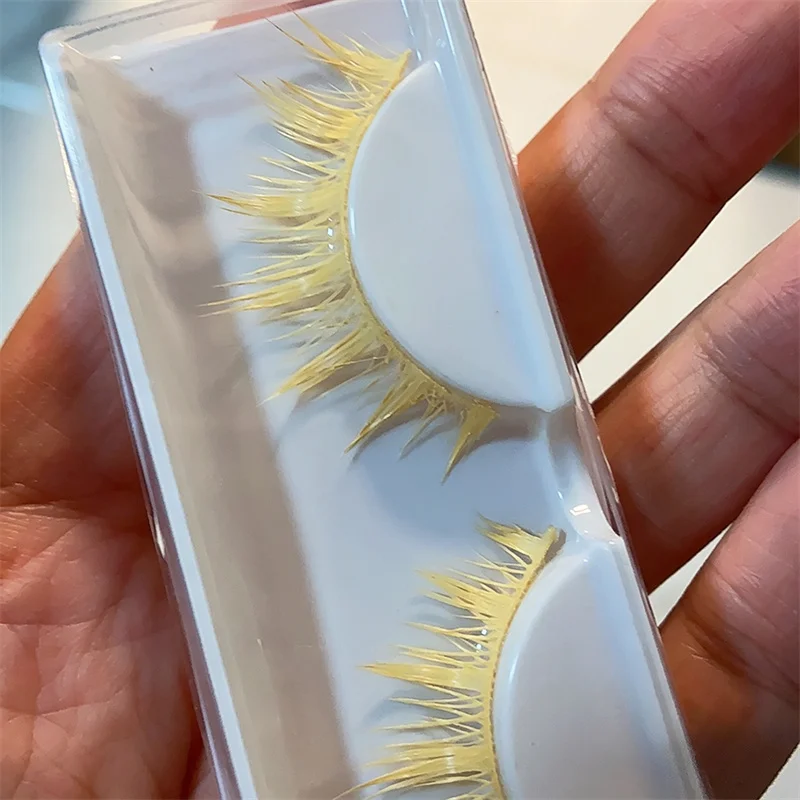Anime Alien Stage Luca Luka Cosplay Künstliche Wimpern Hellgoldfarben Lange Falsche Wimpern Bühnenauftritt Tägliche Party-Requisite – Detail 4