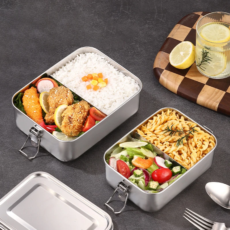 Metal Lunch Box 304 Stainless Steel Lunch Food Container 1200ML/40oz Large Bento Boxes Reusable Dishwasher Snack Boxes for Work