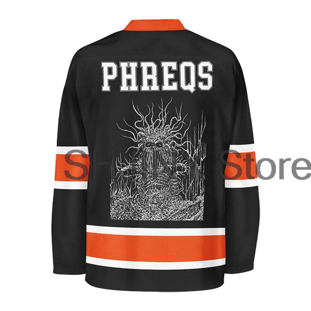 Marauda Phreqs Hockey Jersey scollo a v manica lunga Streetwear top donna uomo Sprot shirt