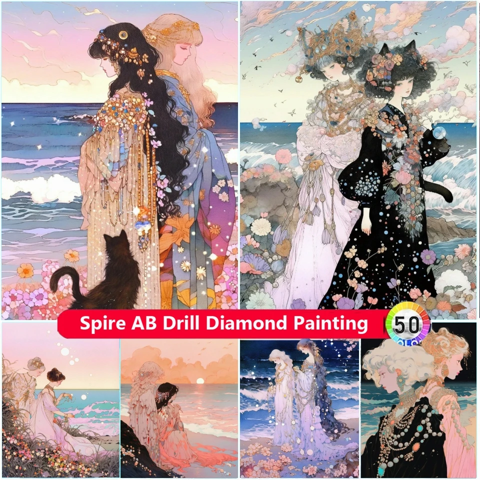 

New 2023 5d AB Drills Diamond Painting Kits Embroidery Set Fantasy Girl Picture Cross Stitch Art Mosaic Home Decor Birthday Gift