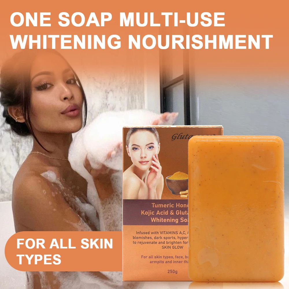 Gluta Coco Tumeric Honey Face Whitening Cleansing Soap Improve Skin Remove Acne Face Skincare Products Natural Handmade Soap