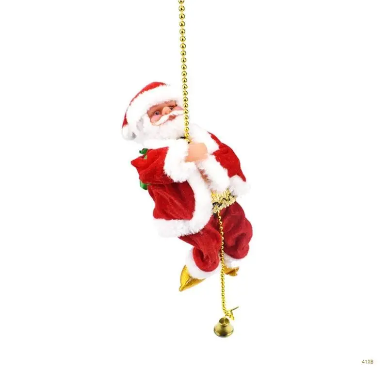 41XB Christmas Electric SantaClaus Climbing Ladder PlushsDoll Creative Decor for Kid Toy Gift Pendant Ornament Birthday Gifts