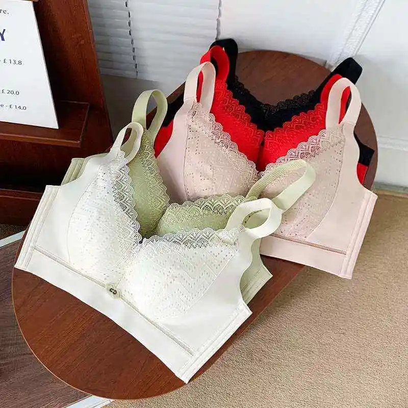 セクシーなレースの非磁性下着ワイドショルダーストラップ女性のスポーツカジュアルポリエステル繊維ブラジャー固定ダブルストラップ看護