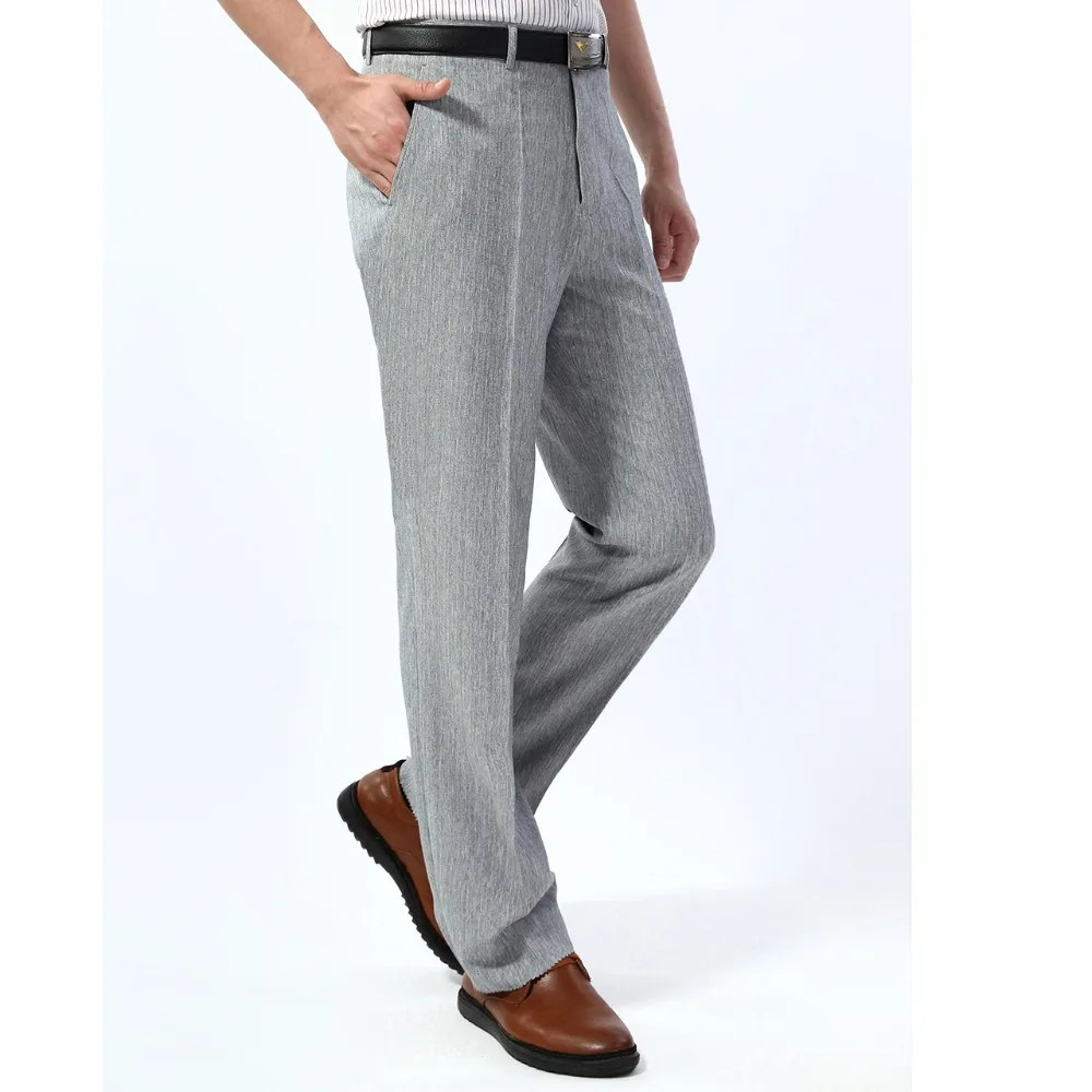 Men\'s Summer Linen Pants beige Straight Loose Formal trousers men Office essentials  Suit Pants Men Size 40 42 44