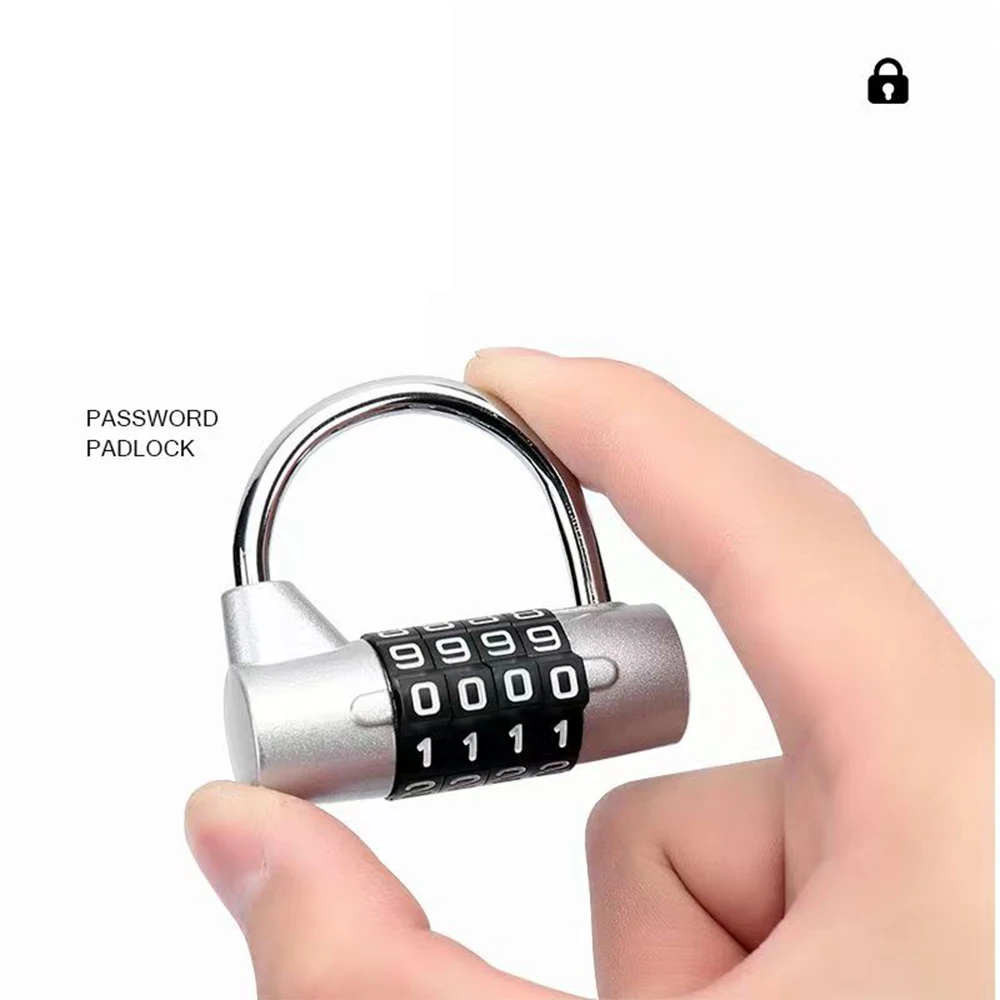 Heavy Duty Large 4-Digit 5-code Password Padlock for Cabinets and Lockers Code Changeable Resettable Lock for Luggage Bicycle