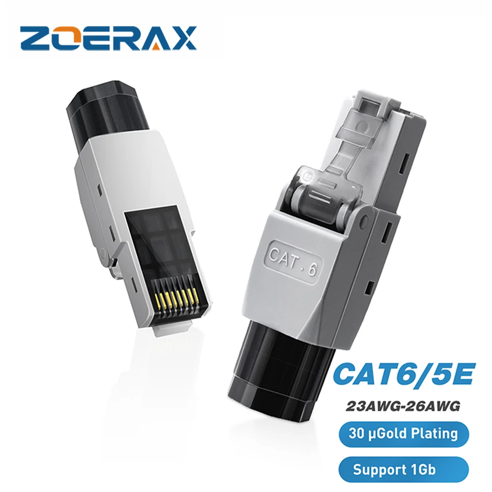 

Разъем ZoeRax RJ45 без инструментов, разъем CAT6 для терминации поля, позолоченный модульный разъем, UTP CAT6 разъем без инструментов
