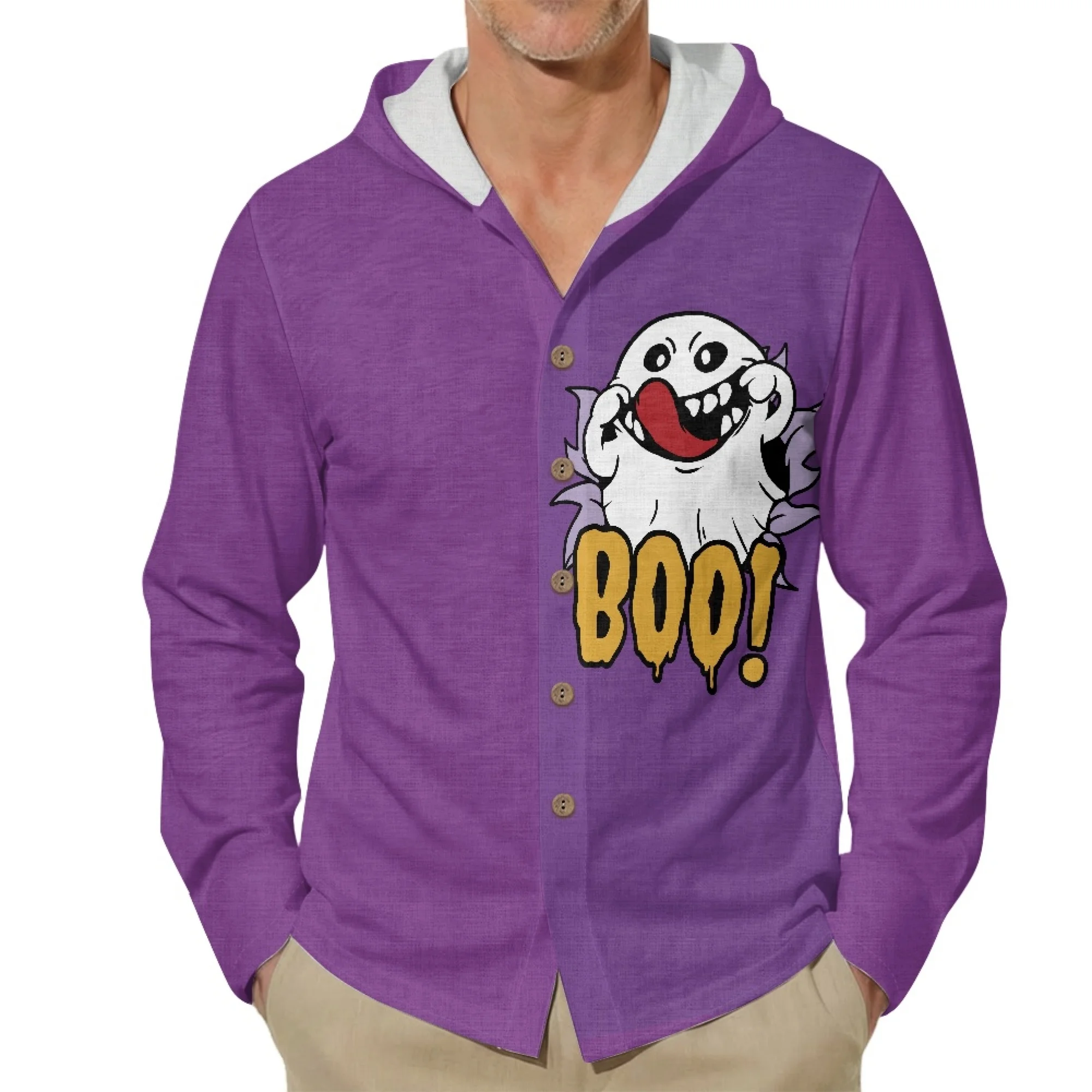 XIXIRIMIDO New Collection 2026 Linen Halloween Prints Cheap Clothes for Man Big Size Y2K Casual Men Clothing Clearance Sales