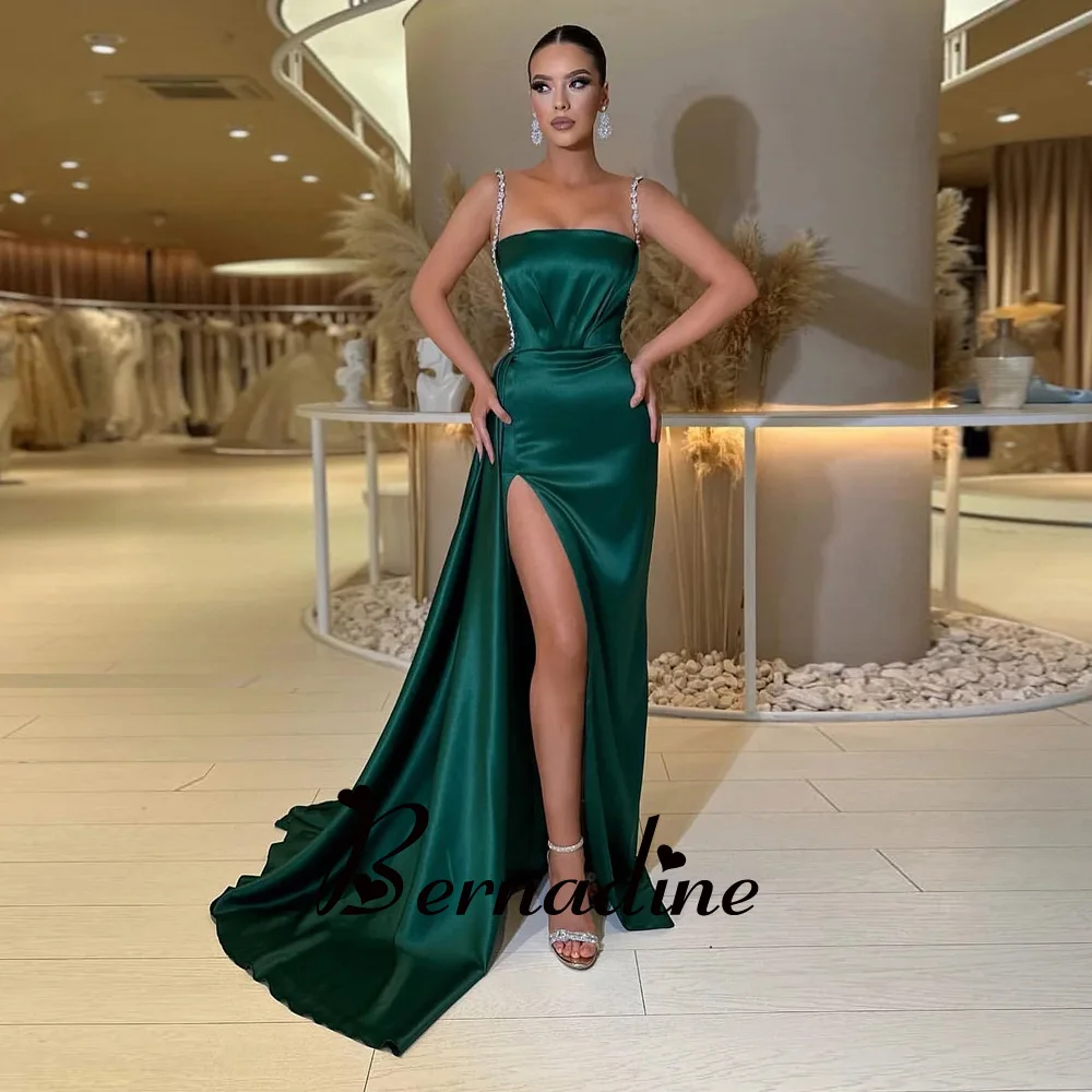 

Bernadine Evening Dresses Charming Spaghetti Straps Evening Gowns For Women Slit Mermaid Stain Sweep Train Vestidos De Novia