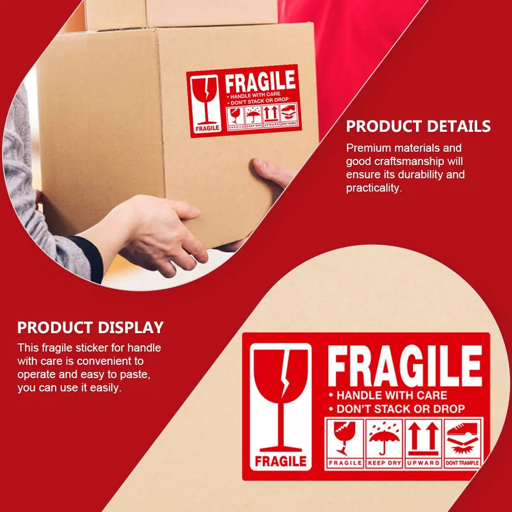 Fragile Warning Stickers Copper Plate Self Adhesive Practical Easy Operate Permanent Boxes Paper Bottles Plastics Wood