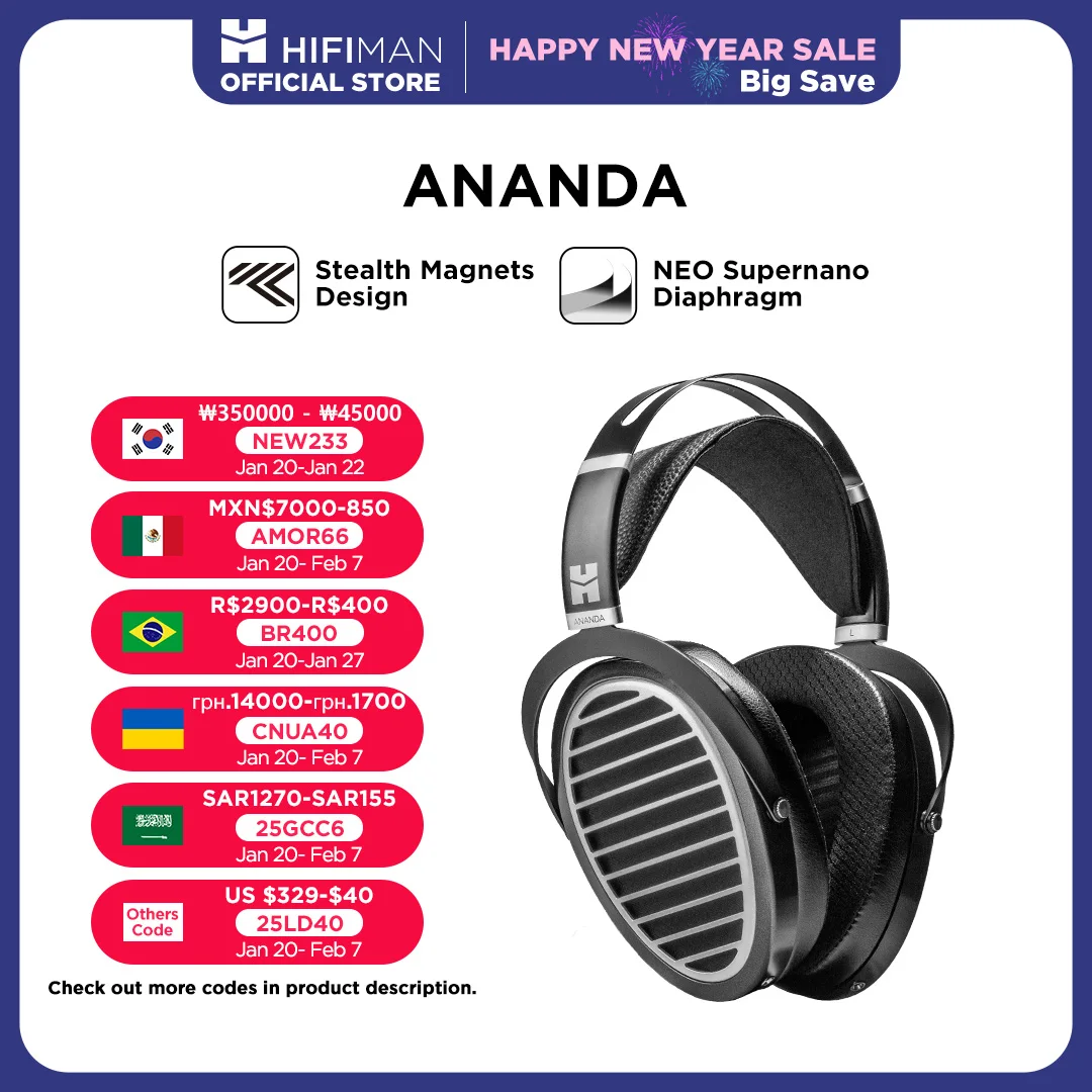 

HIFIMAN Ananda Stealth Magnet Open-Back Over-Ear Full-Size Planar Magnetic Hi-Fi Headphones