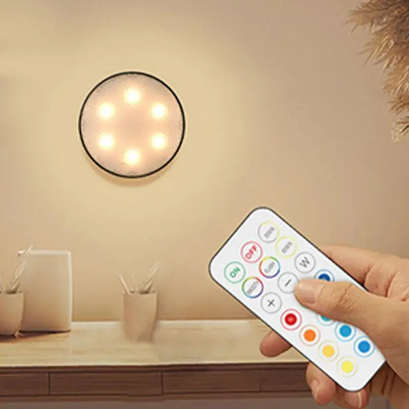 Stick On Closet Lights Wall Shelf Lamp Wireless Under Cabinet Light With Remote Battery Powered Lamp With Timing Function For