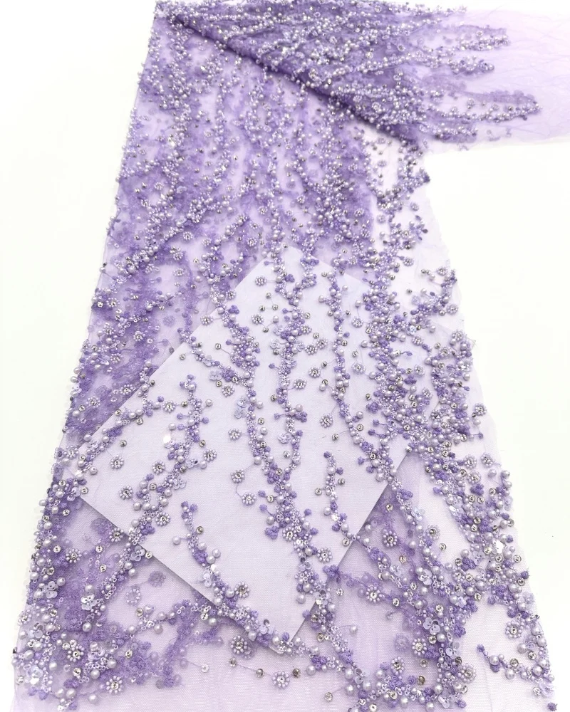 Africa Nigerian Beaded French Mesh Lace With Sequins High Quality 2025 Embroidery Lace Sequins Lace For Wedding Dresses Women