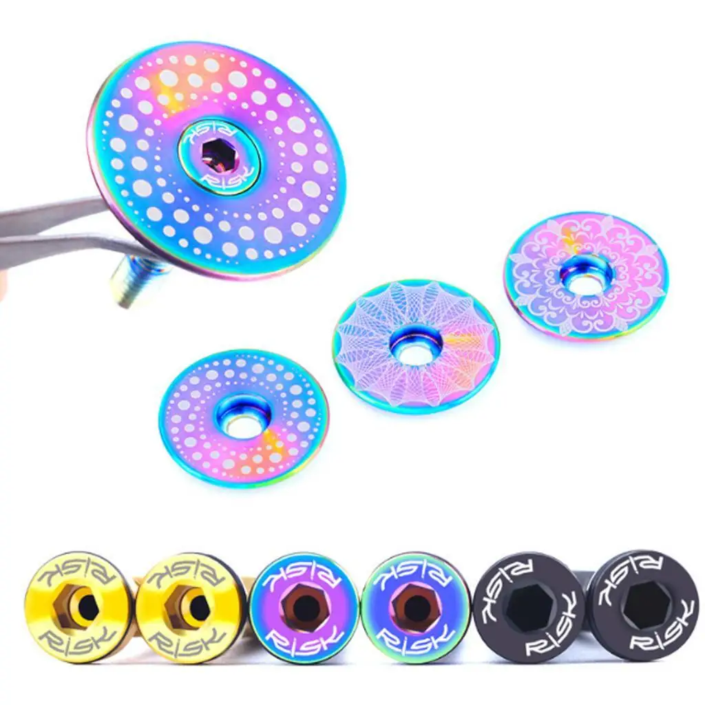 RISK Титановый комплект крышек велосипедной ручки Винт крышки гарнитуры Black-Sky