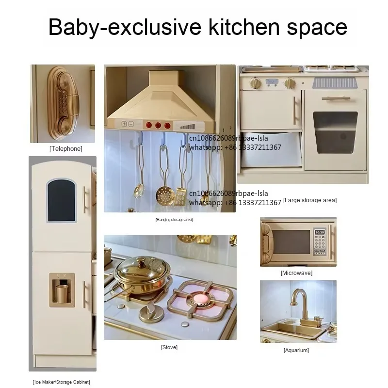 Educational Wooden Pretend Play Cooking Set Realistic Light Sound Microwave Simulation Play Kitchen Toy for Boys Girls Kids view 2