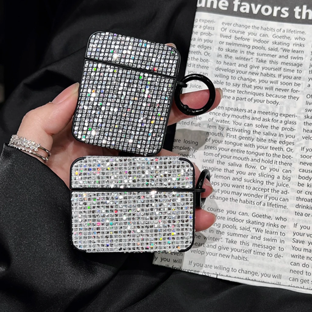 Stylish Simplicity Bling Bling Glitter Rhinestone Shockproof Protective Earphone Cover Case for AirPods 1 or 2 3 4 Pro 2