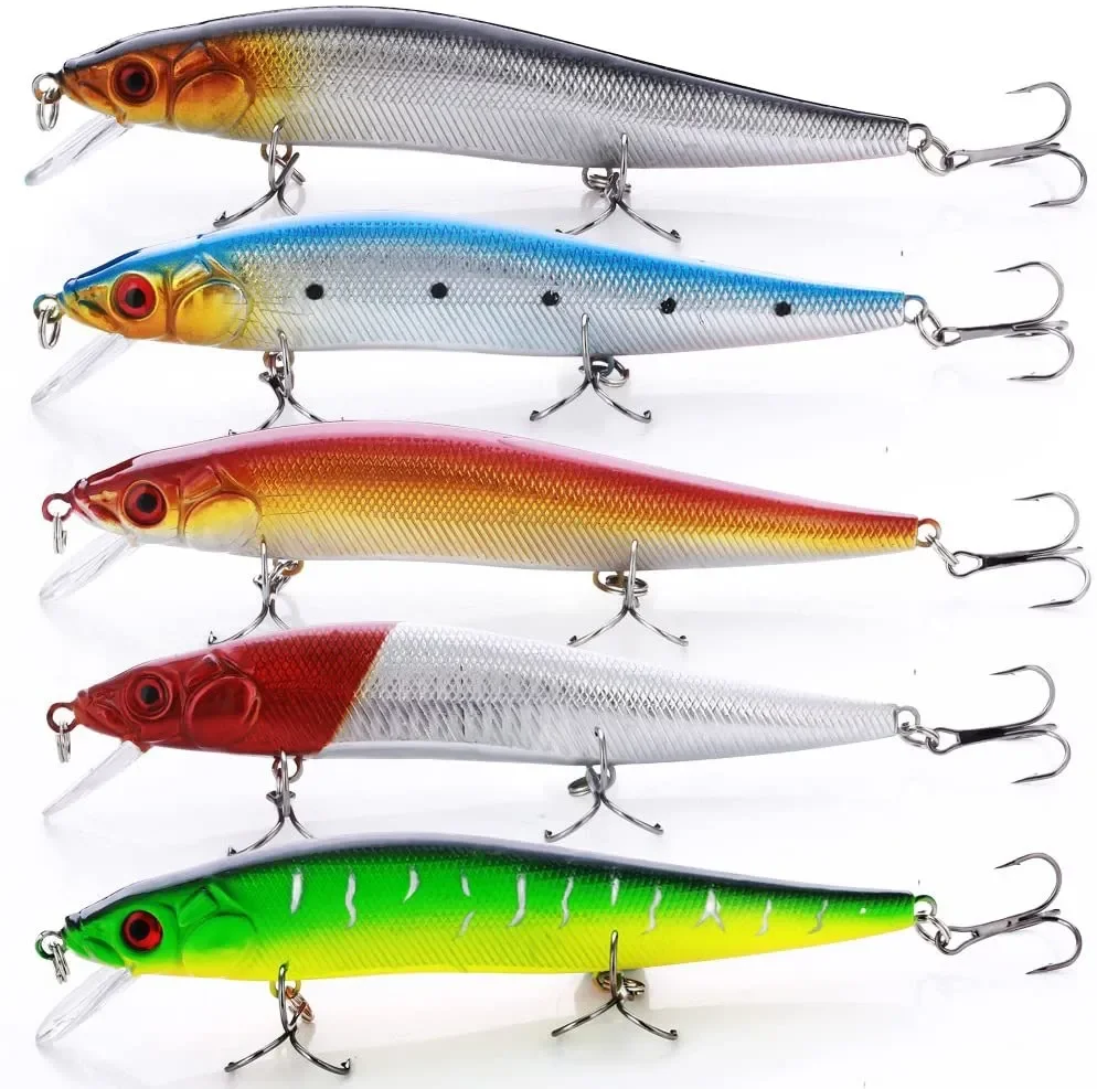 

SANLIKE 5 Pcs 14cm Fake Bait Lure Bionic Bait Minnow Lure 3D High Imitation Eye Tungsten Hook Streamer Body Fishing Tools