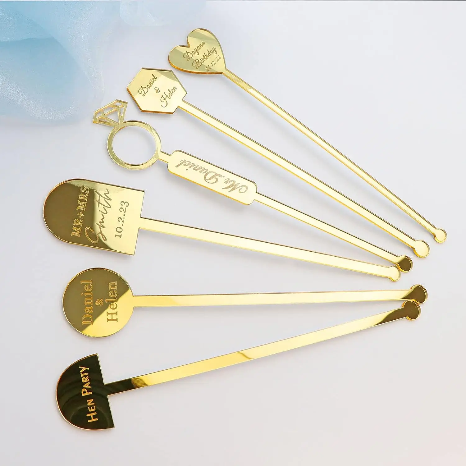 50pcs Personalised Drink Stirrers Wedding Decorations Bachelorette Party Coffee Whiskey Cocktail Stirrer Baby Shower Swizzle