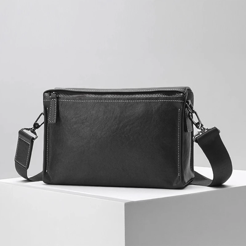 New Retro Men Business Shoulder Bag Genuine Leather Men's Messenger Crossbody Bag Small Daily Bags