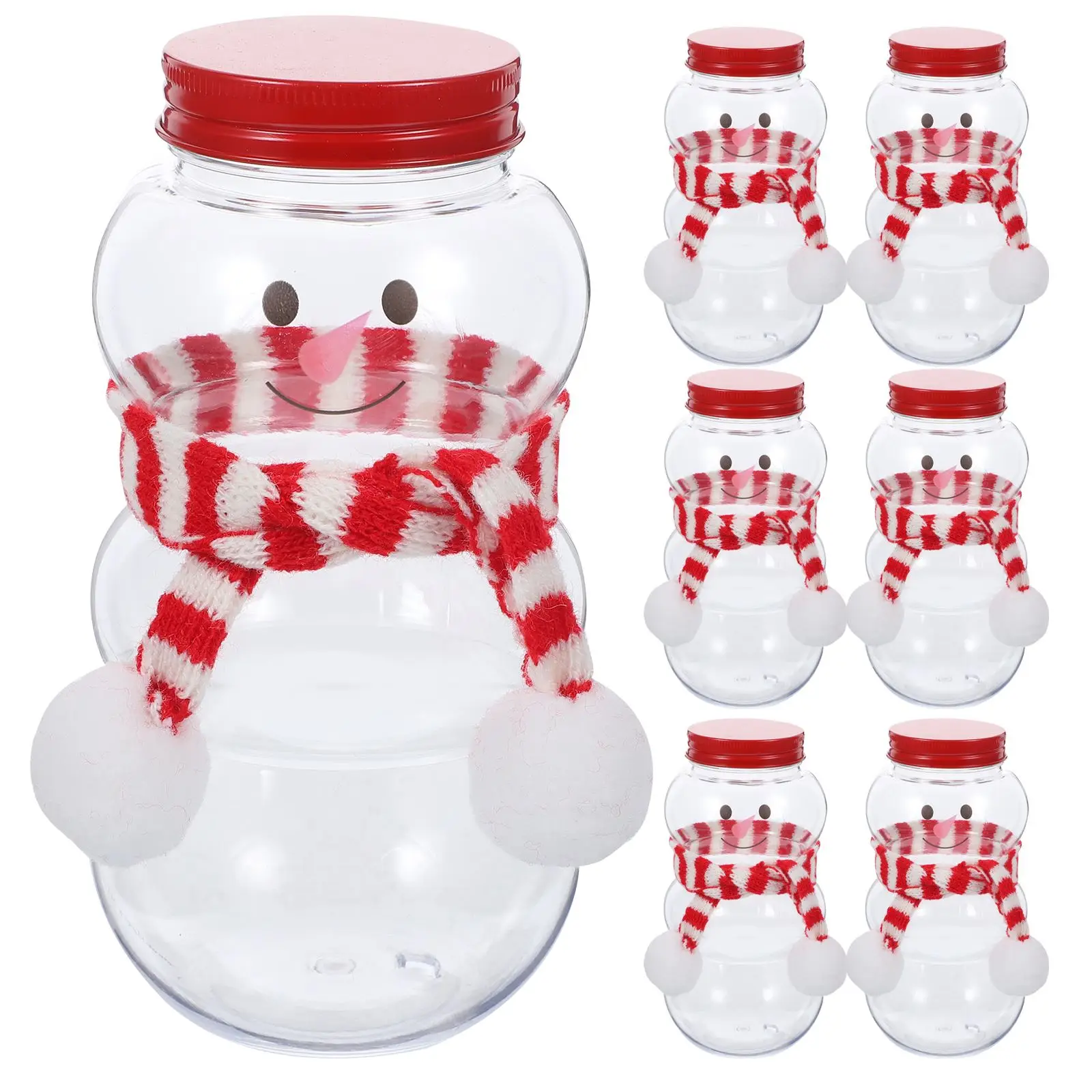 10 Pcs Christmas Snowman Candy Jar Gift Packaging Bottles 500ml Xmas Juice Bottle with Caps Portable Milk Wrapping for Party