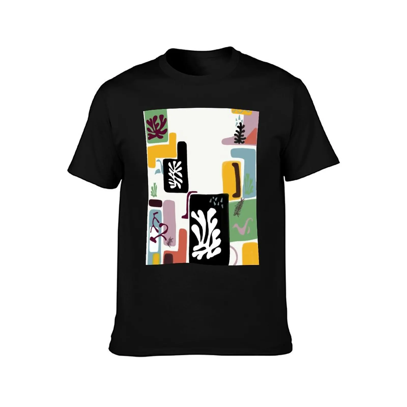 Matisse Inspired Paper Cut 2 T-Shirt, Summer Casual Cotton Tee, Oversized Streetwear Tops, Vintage Graphic Print, 100% Cotton