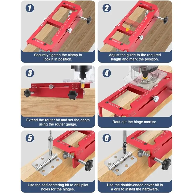 ABFS Door Hole Drilling Kit Router Template For Hinge Mortising Door Knob Installation Kit
