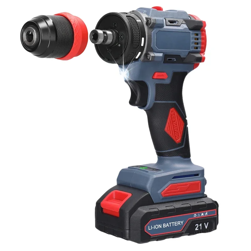 Elétrica Ratchet Wrench, Brushless Mão Impact Drill, Cordless Poder chave de fenda, Household Charging, Drilling Chuck, 21V