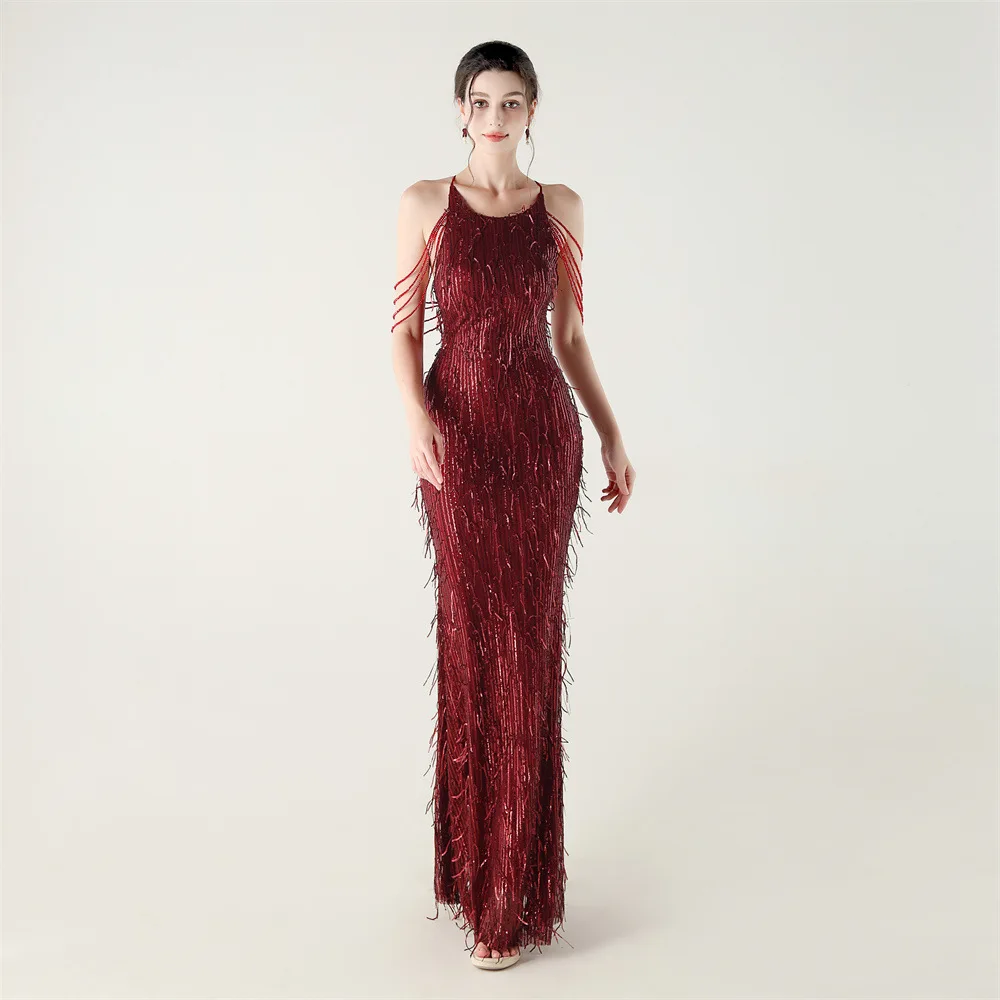 

2025 New Side Slit Evening Dresses O-neck Mermaid Sleeveless Party Dresses Prom Dresses Dresses For Formal Occasions