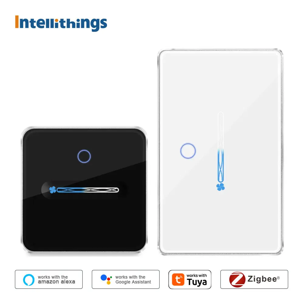 

Smart Zigbee Fan Light Switch with Slider Control Fan Speed 1 Gang Wall Light Switch Work with Tuya App Alexa Google Home