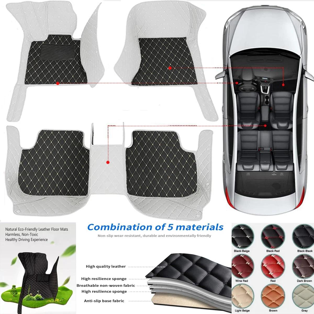 

3D PU-leather Waterproof Custom Car Floor Mats For Hyundai Coupe Genesis-Coupe Auto Carpets Accessorie Floor Liners