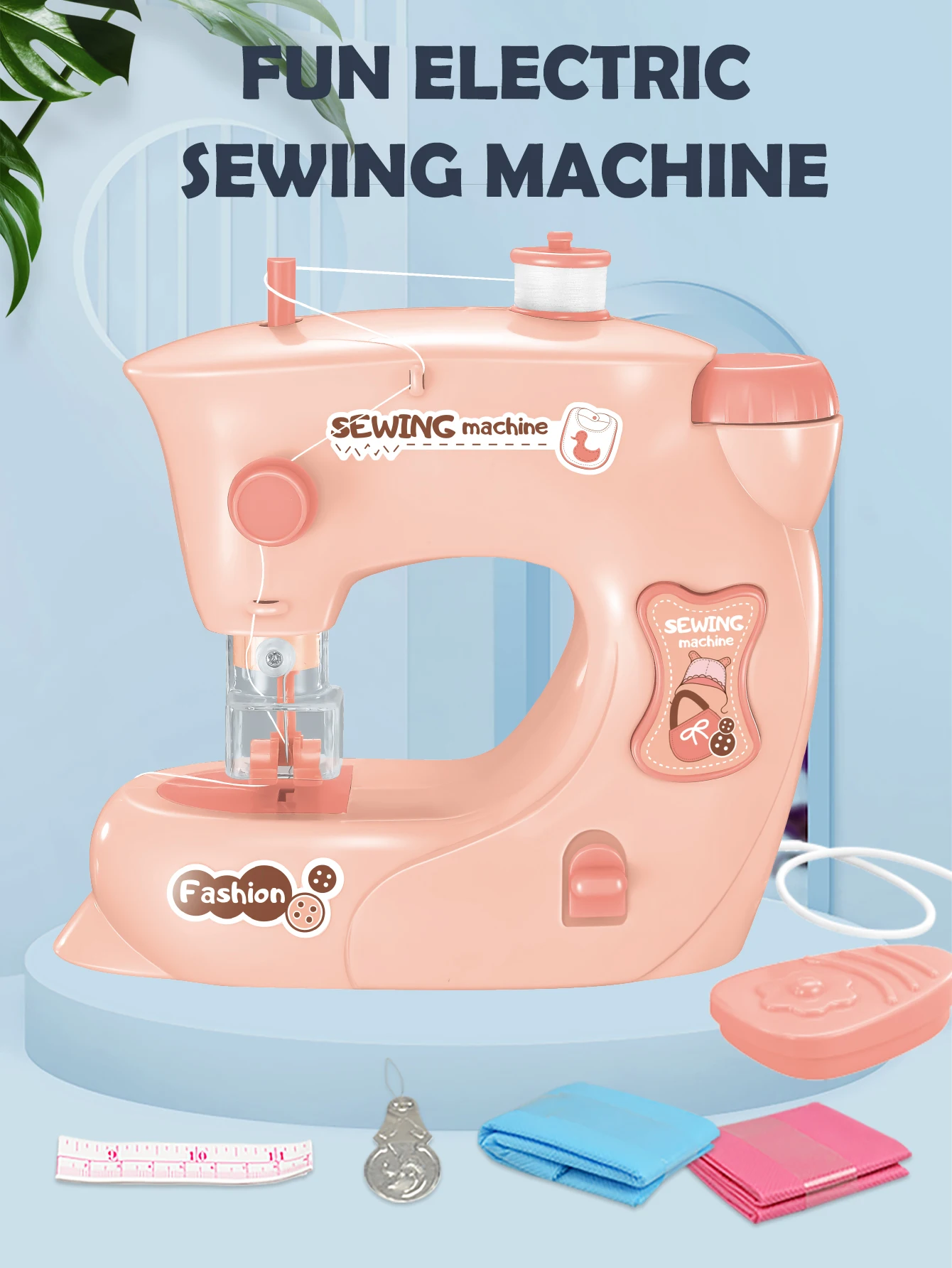 Electric Sewing Machine Toy, Mini Diy Simulation Sewing for Girls Kids 3+ Easy Beginners Toys Play Home Parenting