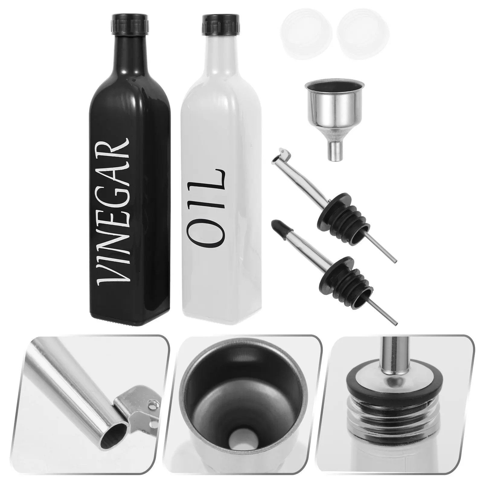 

1Set Olive Oil Vinegar Dispenser Set Premium Kitchen Seasoning Bottle Decorative Cooking Sauce Container Household Soy Sauce
