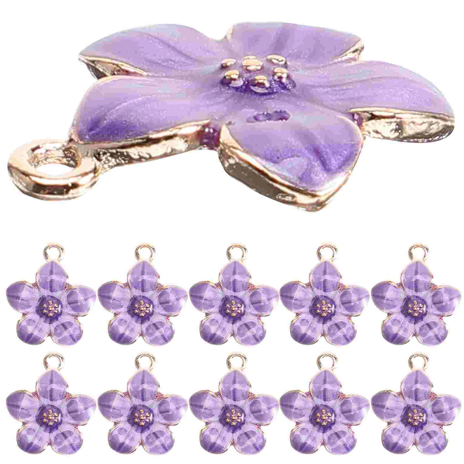 

50 Pcs Cherry Blossom Pendant Alloy Jewelry for Making Flower Charm Necklace Handcraft Supplies Blossoms DIY Charms