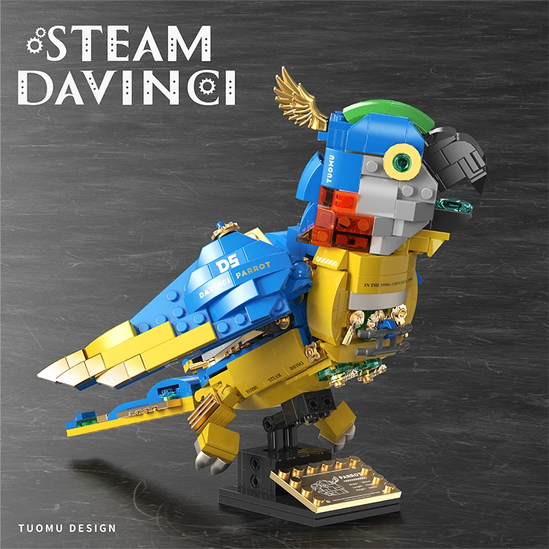 Technical Steampunk Parrot Building Blocks Set Bird Animal Model Kit Technic Bricks Kids Toy For Boys And Girls Children\'s Gifts