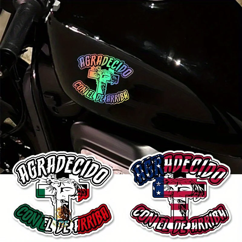 1Pc Jesus Cross Flag Laser Effect Waterproof Sticker for Tank,Side Panel,Top Box Scratch Cover,Christian Theme Decor
