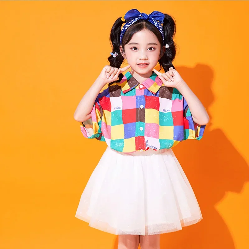 Kinder Cheerleading Gruppe Hip Hop Tanz Kostüm Kinder Tag Jazz Dance Kleidung Jungen Mädchen Top Shorts Röcke Street Dancewear